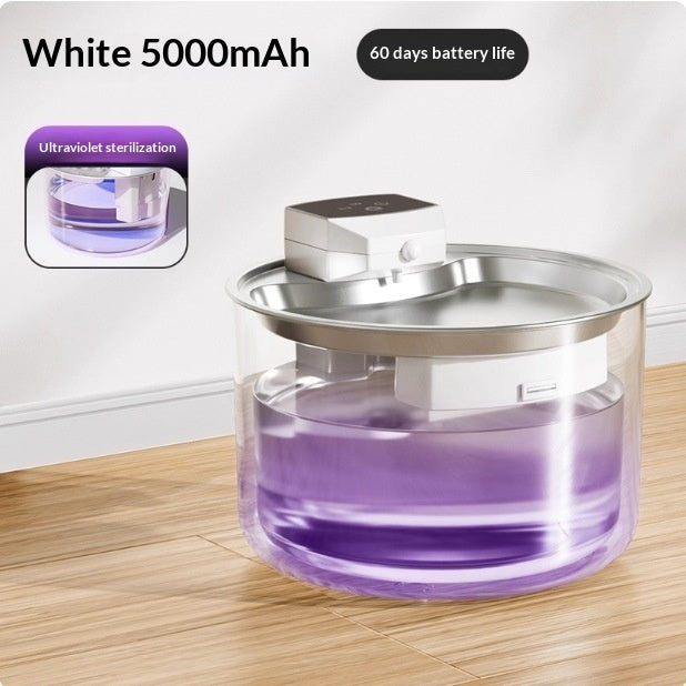 Fontaine à eau sans fil pour chat en acier inoxydable – Stérilisation UV