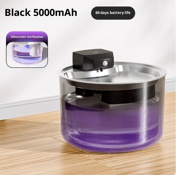 Fontaine à eau sans fil pour chat en acier inoxydable – Stérilisation UV